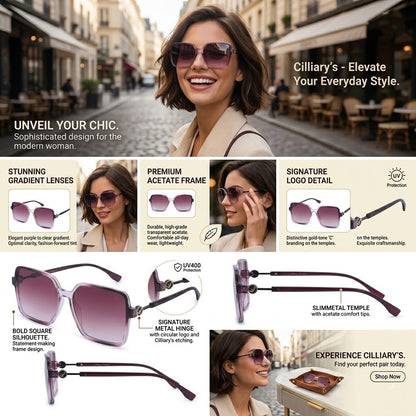 Cilliary's Honey Women's Designer Sunglasses | Size 59-15-148 (TransBrown)
