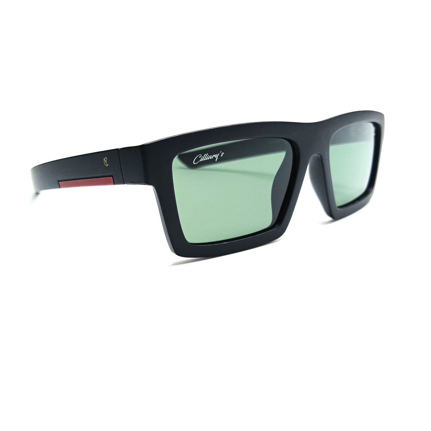 Glecks Polarized Matte Black Emerald Green Lens (Mens)