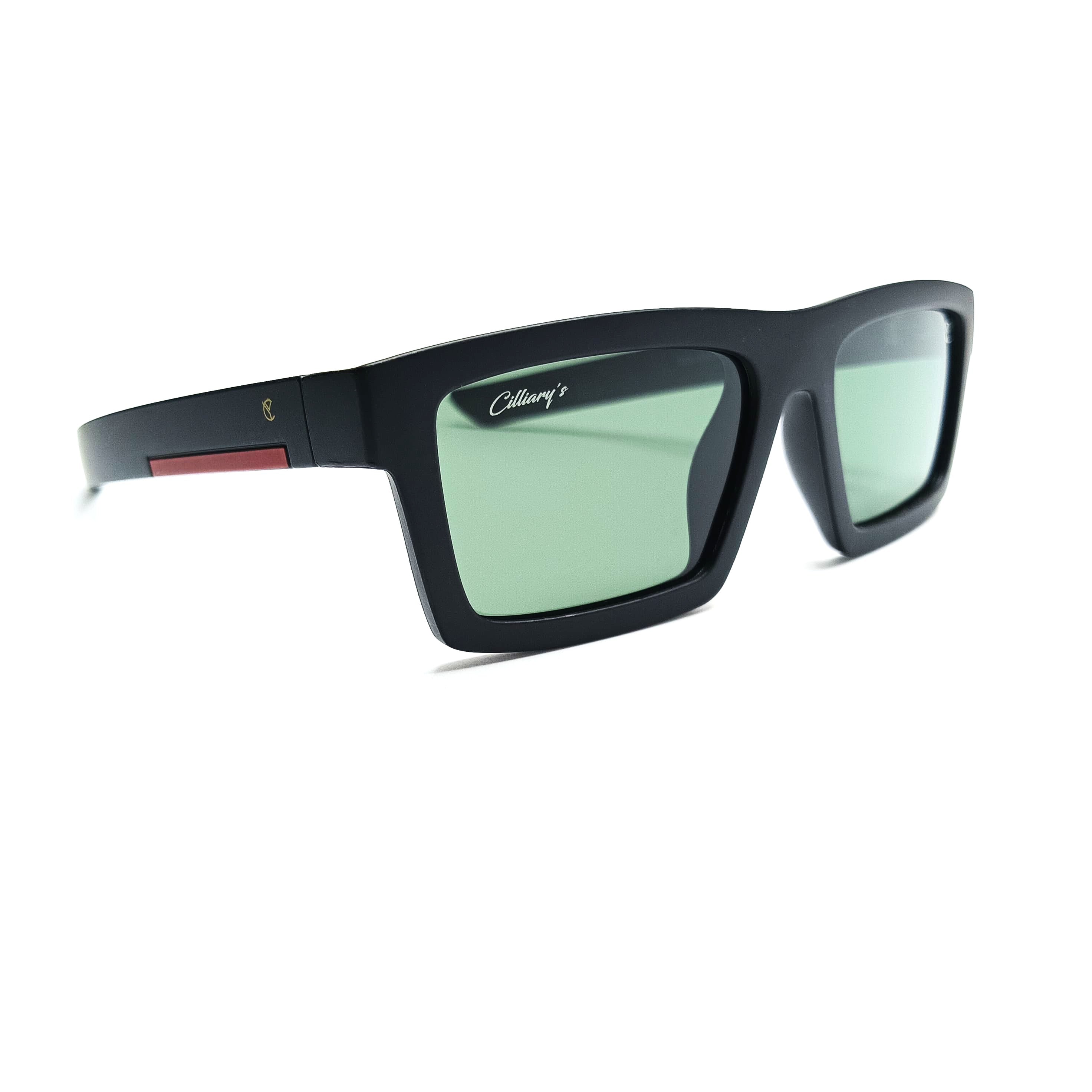 Glecks Polarized Matte Black Emerald Green Lens (Mens)