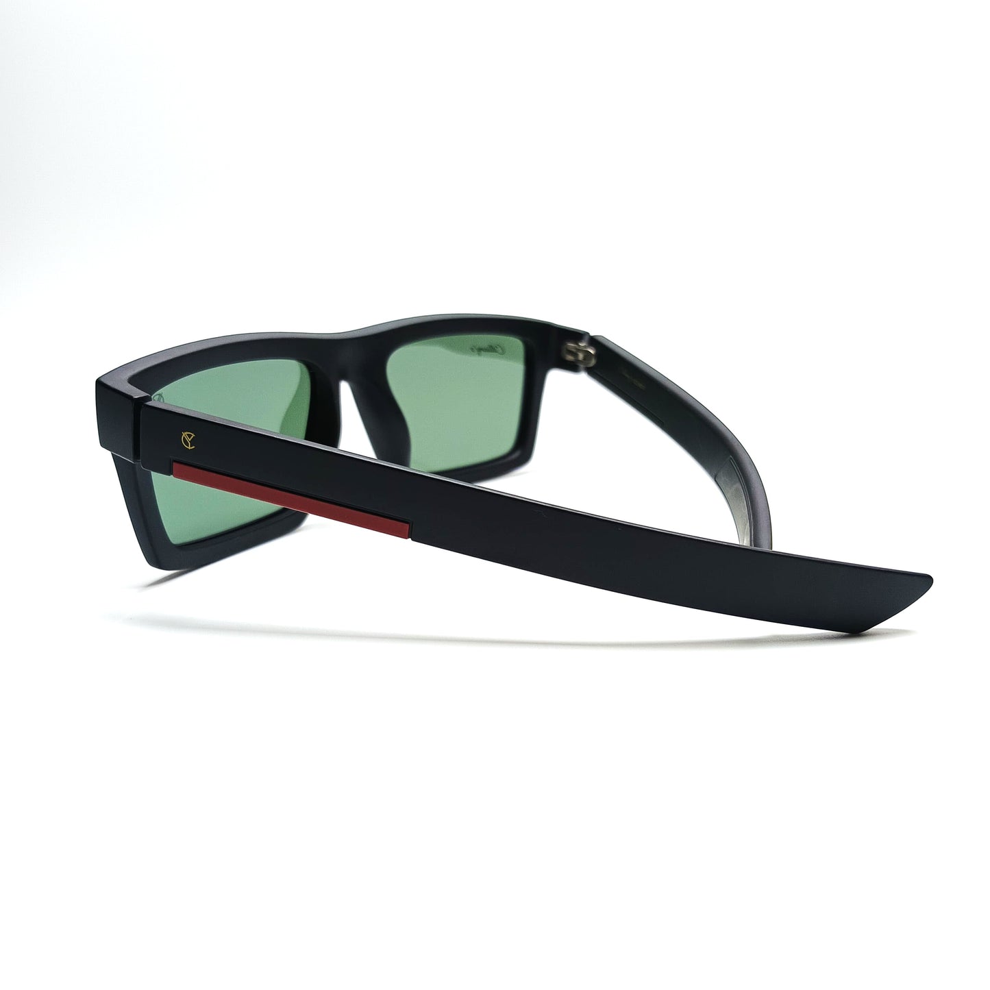 Glecks Polarized Matte Black Emerald Green Lens (Mens)