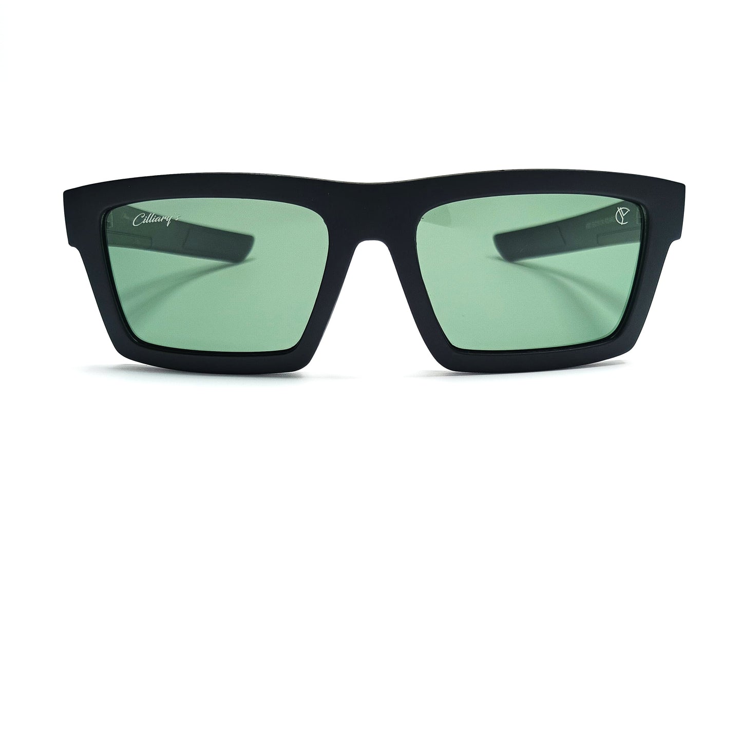 Glecks Polarized Matte Black Emerald Green Lens (Mens)