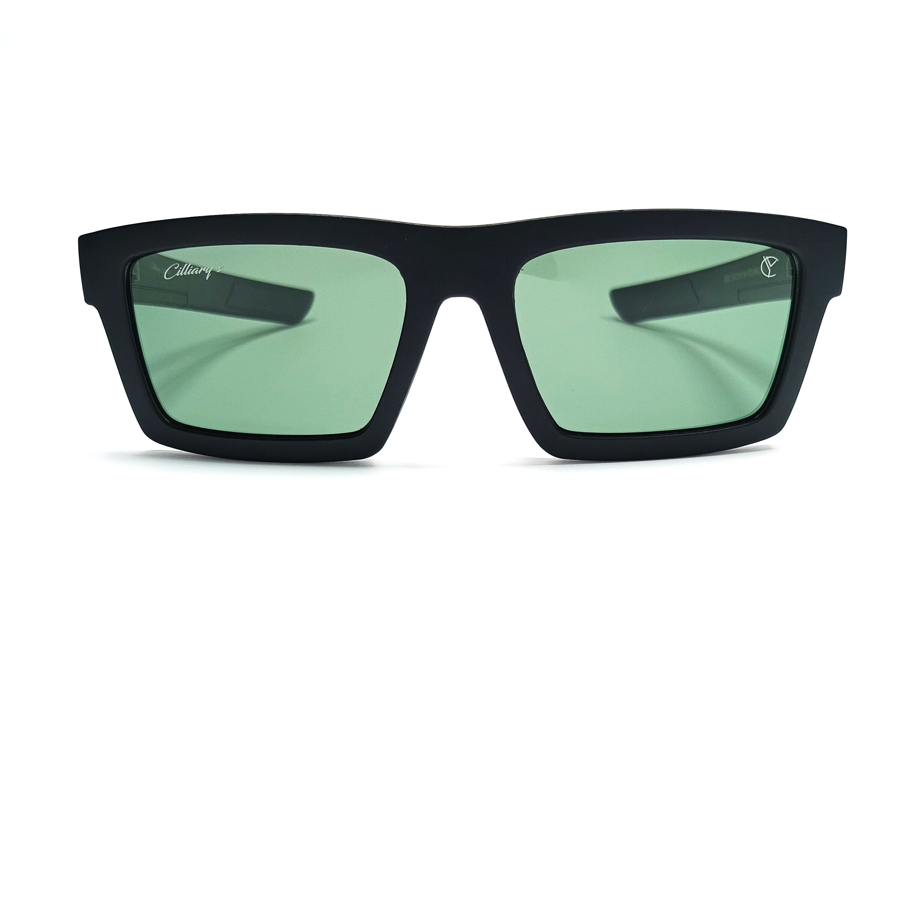 Glecks Polarized Matte Black Emerald Green Lens (Mens)