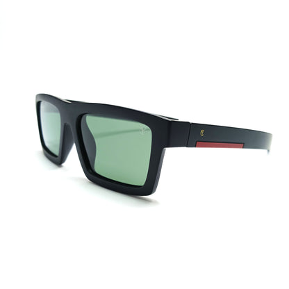 Glecks Polarized Matte Black Emerald Green Lens (Mens)