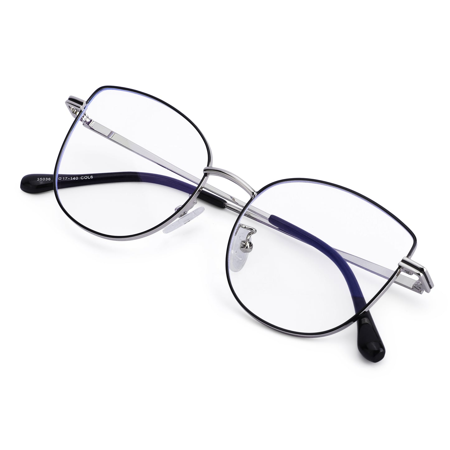 887 Blue Cut Eyewear | 51-17-140 Cat Eye Computer Glasses (SilverBlack)