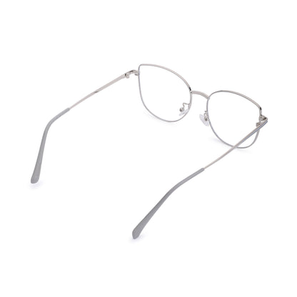 Cilliary’s CAT 887 Silver Blue Grey Blue Cut Eyewear for Men & Women | Premium Metal Computer Glasses | Size 50-19-145 | Free Case, Cloth & Spray