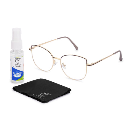 887 Blue Cut Eyewear | 51-17-140 Cat Eye Computer Glasses (GoldBrown)