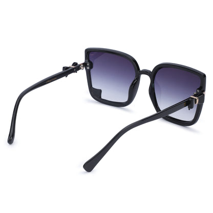 Cilliary's Oversized Geometric Sunglasses for Women | UV400 Protected Fashion Eyewear | Premium Lightweight Frame | Stylish Everyday & Travel Sunglasses ( Black )