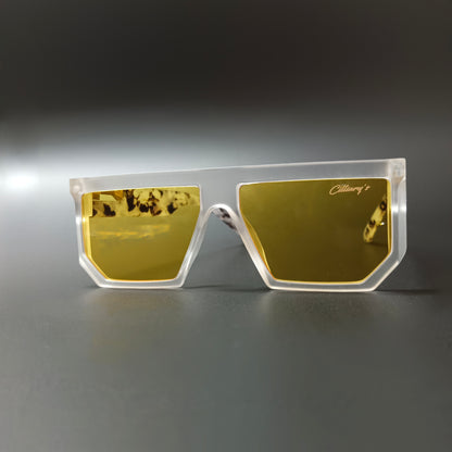 Marshal Matte white Yellow ( Unisex, Square, Oversized )