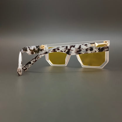 Marshal Matte white Yellow ( Unisex, Square, Oversized )