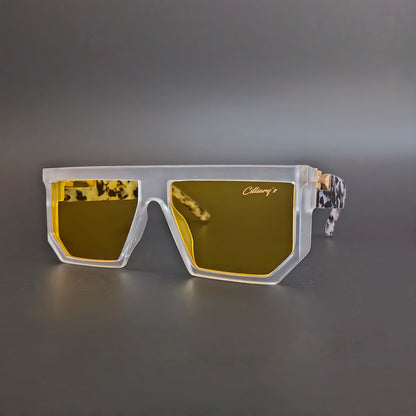 Marshal Matte white Yellow ( Unisex, Square, Oversized )