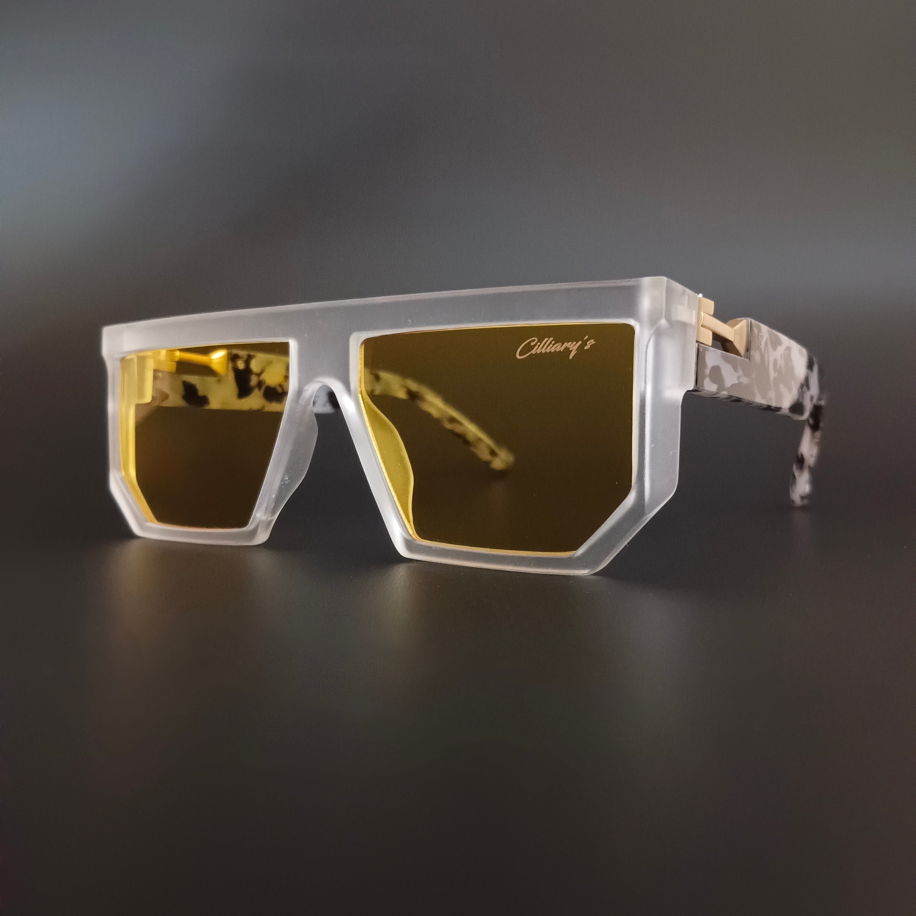 Marshal Matte white Yellow ( Unisex, Square, Oversized )