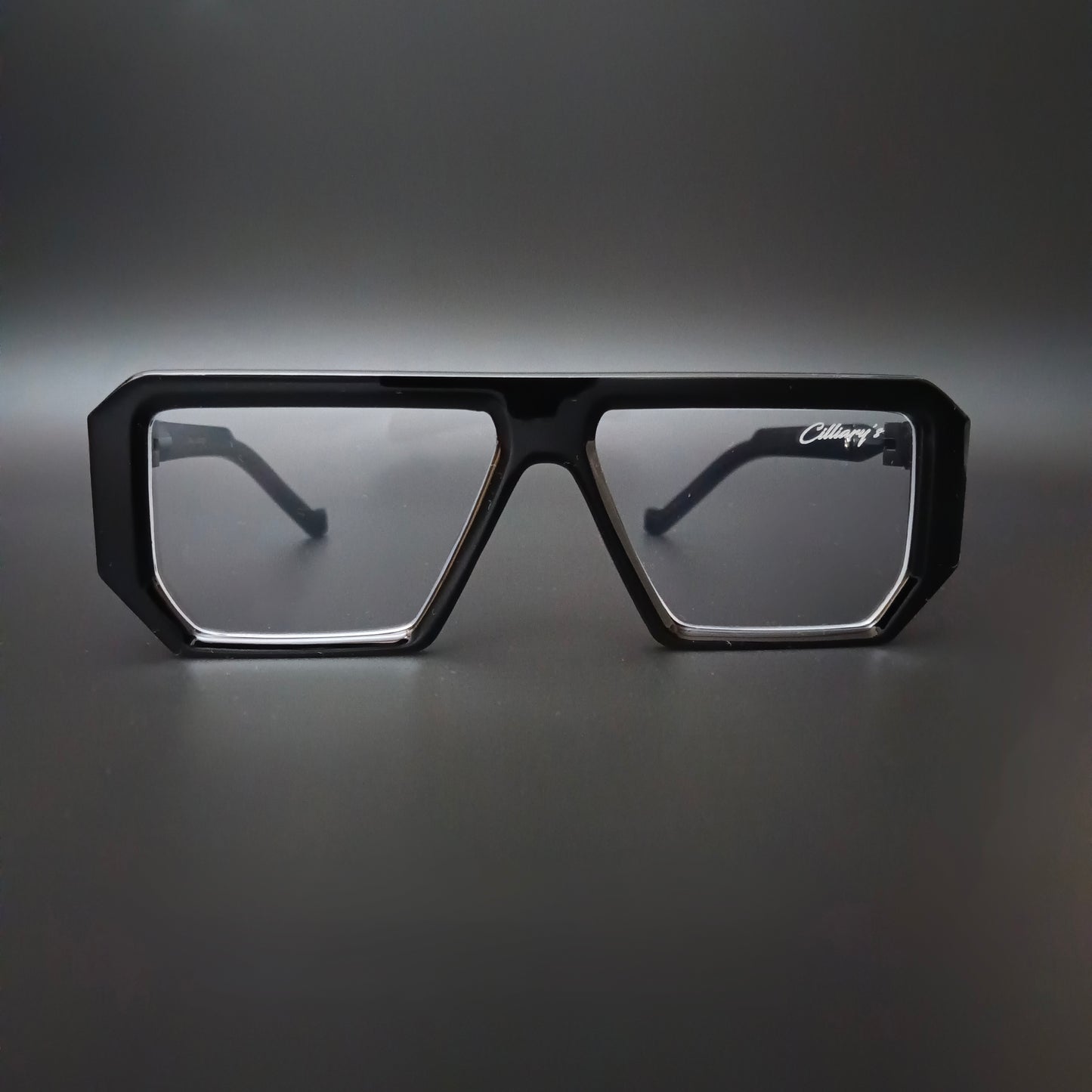 Muster Black Glossy Transparent Glass (Mens, Square)