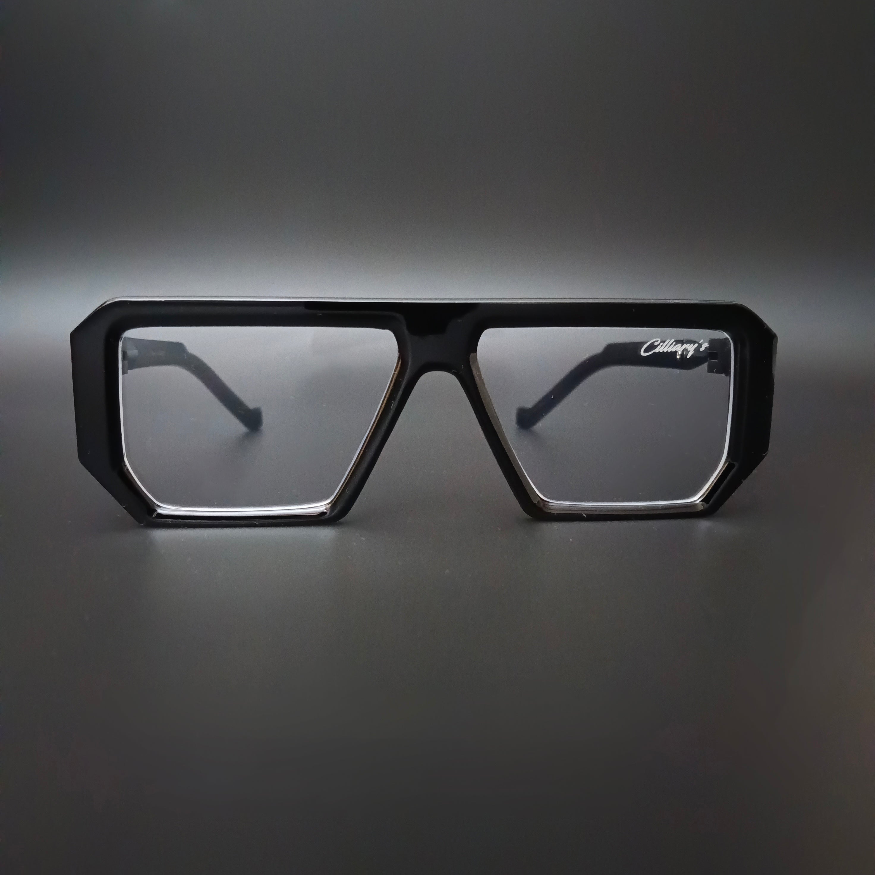 Muster Black Glossy Transparent Glass (Mens, Square)