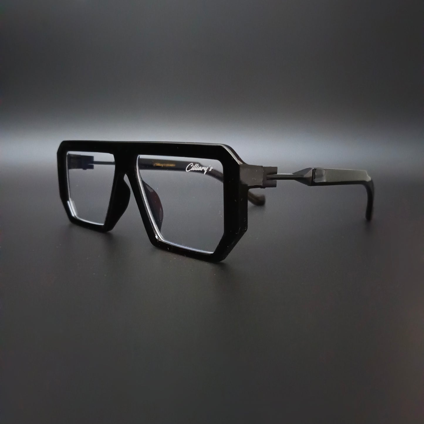 Muster Black Glossy Transparent Glass (Mens, Square)