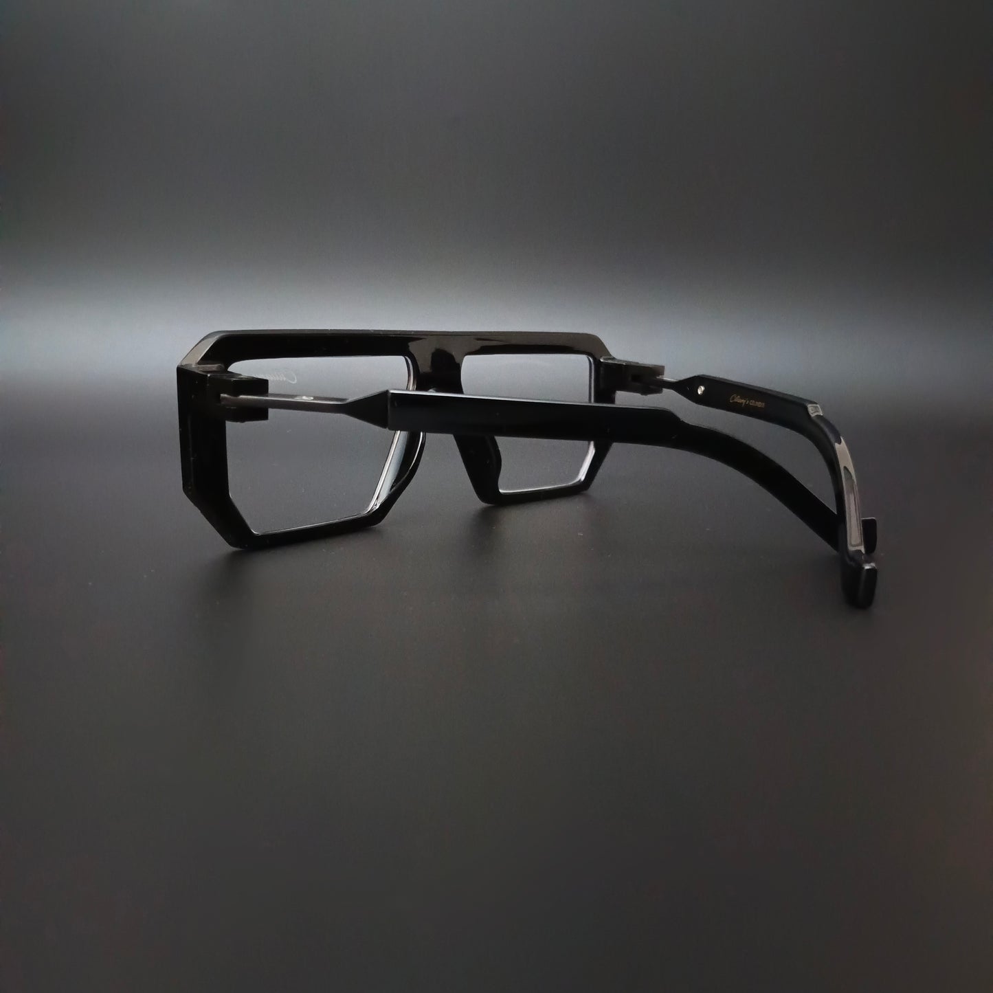 Muster Black Glossy Transparent Glass (Mens, Square)