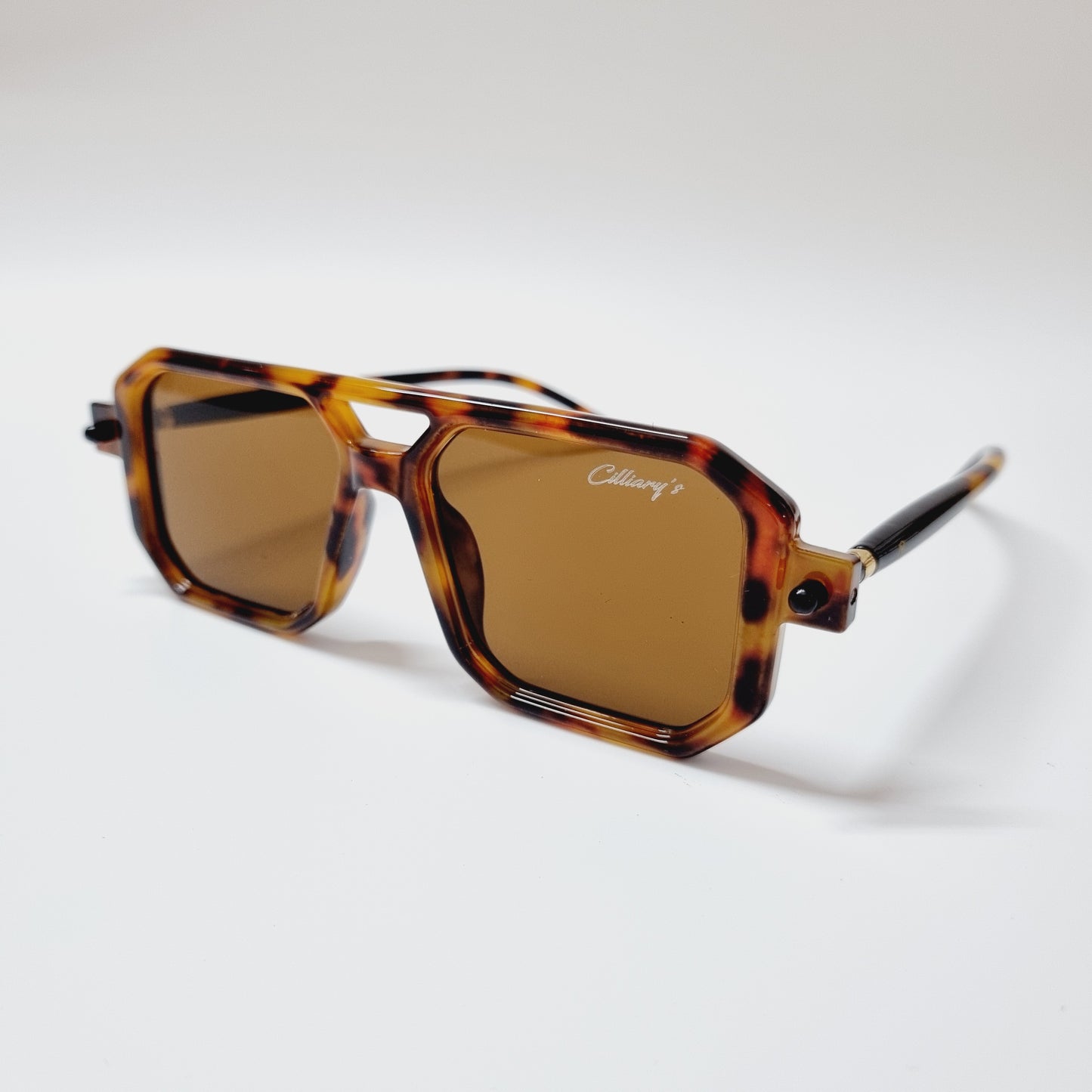 Square Cut Leopard Brown Lens  (Mens)