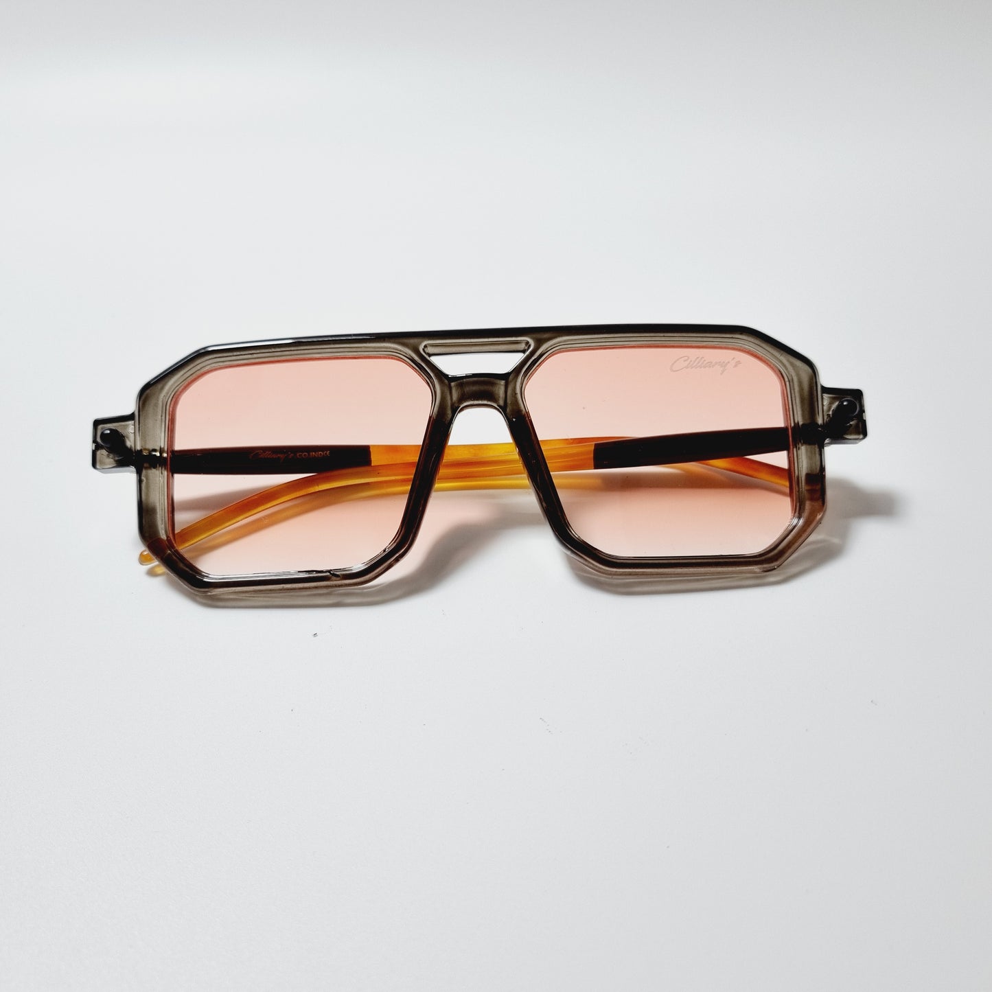 Square Cut Pink Lens  (Mens)