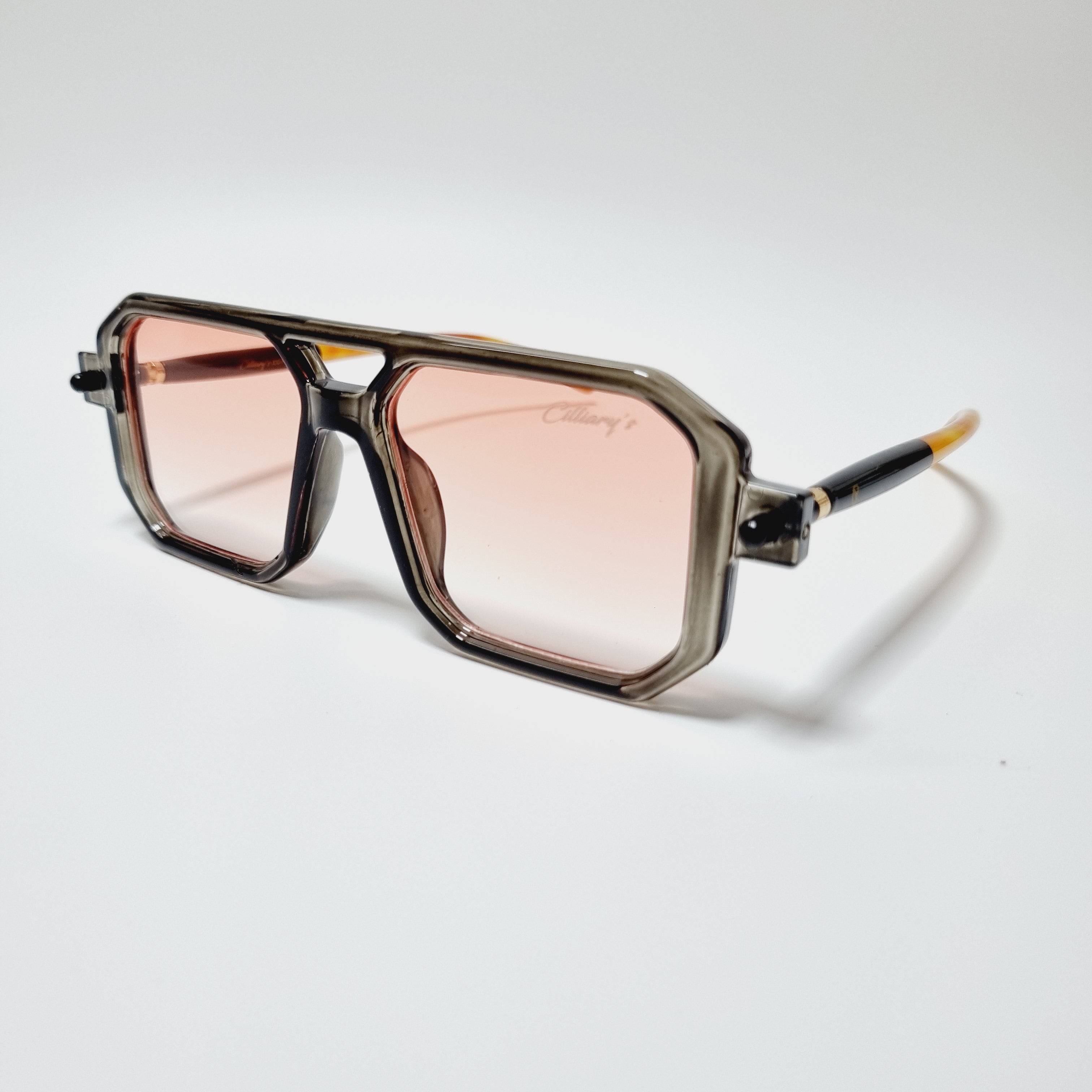 Square Cut Pink Lens  (Mens)