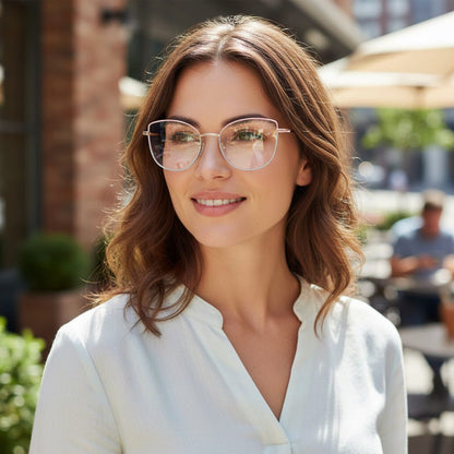 887 Blue Cut Eyewear | 51-17-140 Cat Eye Computer Glasses (GoldPinkGreen)
