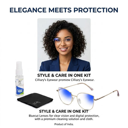 887 Blue Cut Eyewear | 51-17-140 Cat Eye Computer Glasses (Gold)