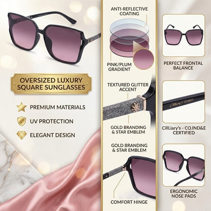 Cilliary's Cocoa Women's Luxury UV400 Sunglasses| Size 63-14-141 (BlackPink)