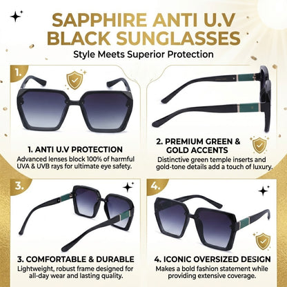 30103 Sapphire Womens Sunglass (Black)
