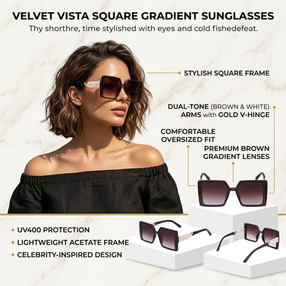 Cilliary's ZyraBold Oversized Square Sunglasses for Women | Size 62-14-149 (Brown)