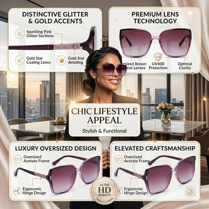 Cilliary's Cocoa Women's Luxury UV400 Sunglasses| Size 63-14-141 (TransPink)