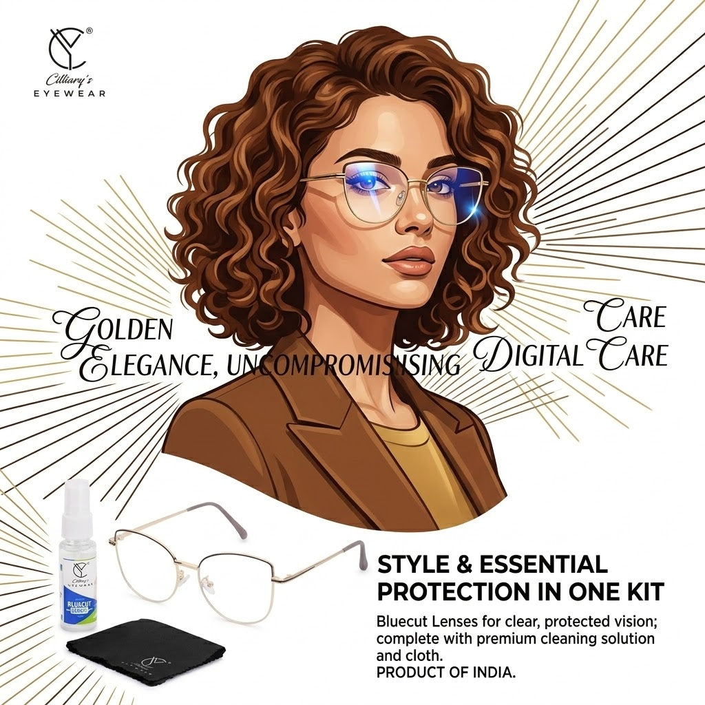 887 Blue Cut Eyewear | 51-17-140 Cat Eye Computer Glasses (GoldBrown)