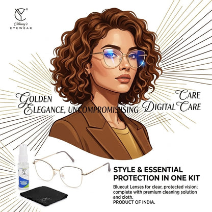 887 Blue Cut Eyewear | 51-17-140 Cat Eye Computer Glasses (GoldBrown)