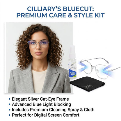 887 Blue Cut Eyewear | 51-17-140 Cat Eye Computer Glasses (Silver)