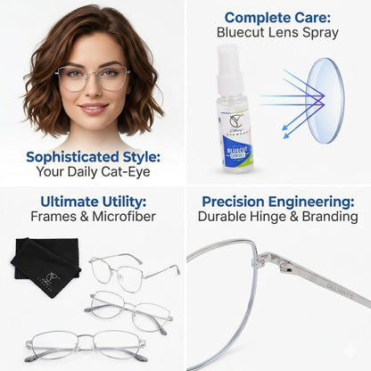 887 Blue Cut Eyewear | 51-17-140 Cat Eye Computer Glasses (Silver)