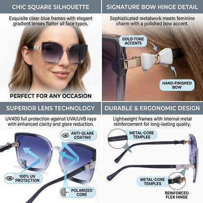 Cilliary's Women’s Premium Square Sunglasses | UV400 Protection | Polarized Fashion Eyewear | Lightweight Designer Sunglasses for Women (TransBlue)