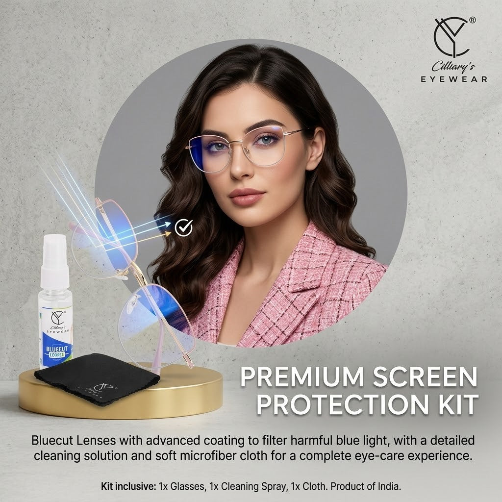 887 Blue Cut Eyewear | 51-17-140 Cat Eye Computer Glasses (GoldPinkGreen)