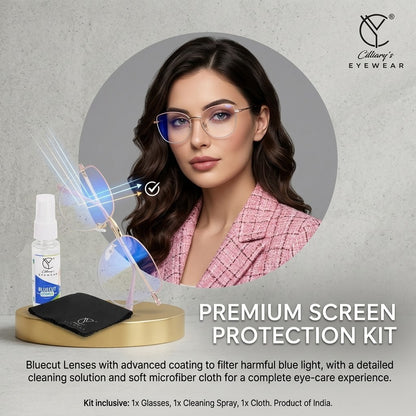 887 Blue Cut Eyewear | 51-17-140 Cat Eye Computer Glasses (GoldPinkGreen)