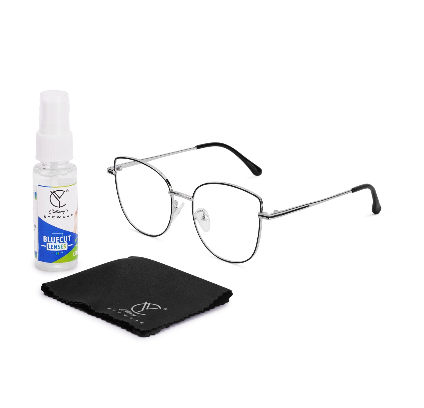 887 Blue Cut Eyewear | 51-17-140 Cat Eye Computer Glasses (SilverBlack)
