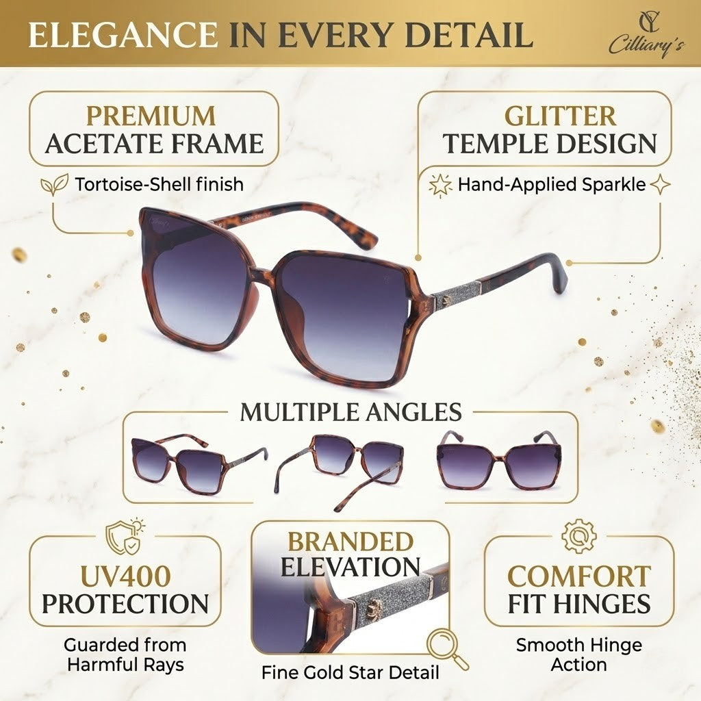 Cilliary's Cocoa Women's Luxury UV400 Sunglasses| Size 63-14-141 (LeopardBlue)